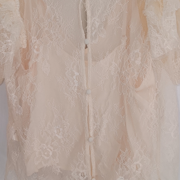 Free People Secret Admirer Mock Neck  Cream Lace Top. Size S. - Picture 13 of 15